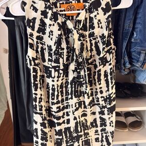 Tory Burch Abstract Black and Cream Blouse